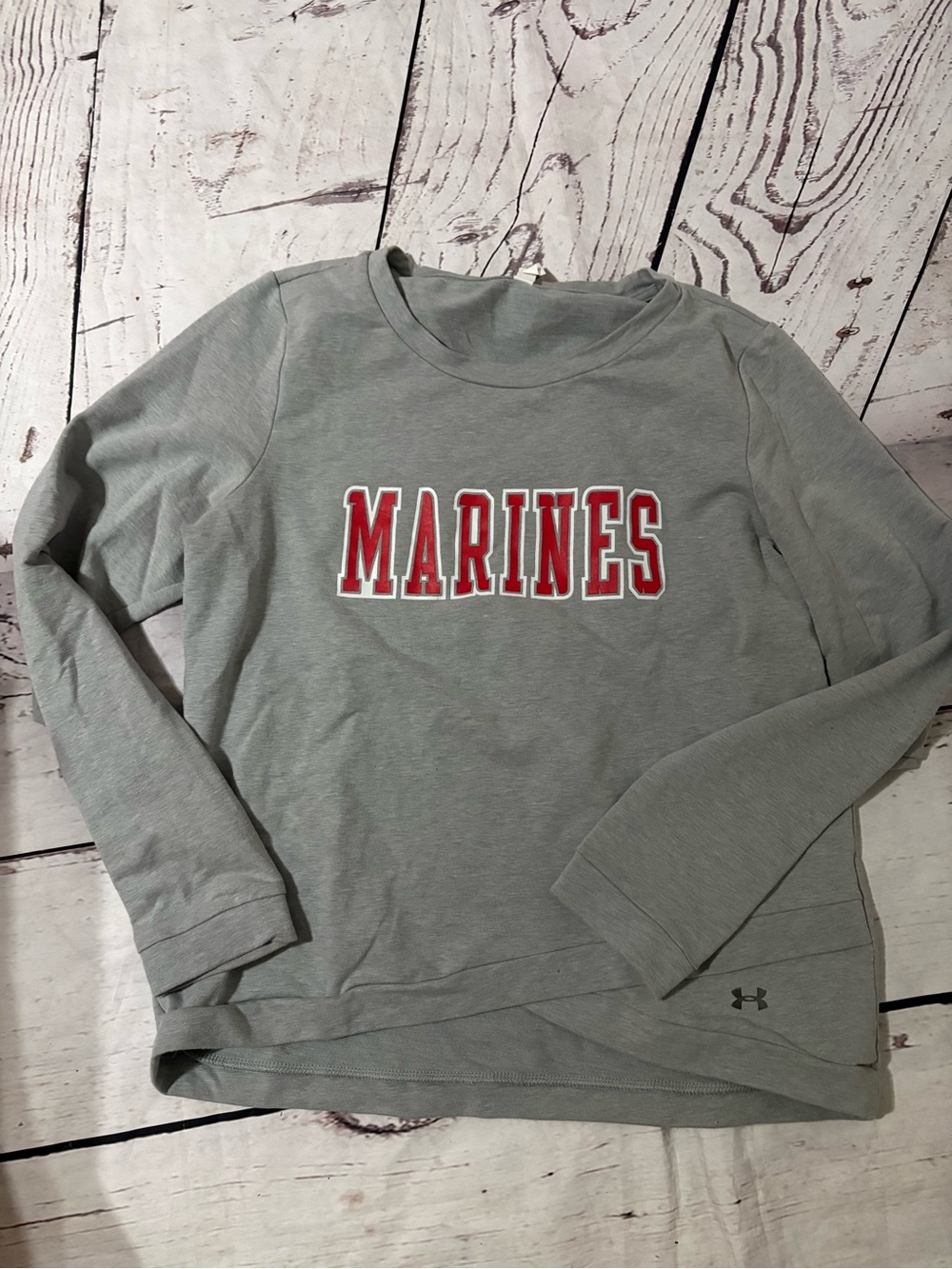 Under Armour Gray and Red MARINES Crewneck Pullover women’s large
